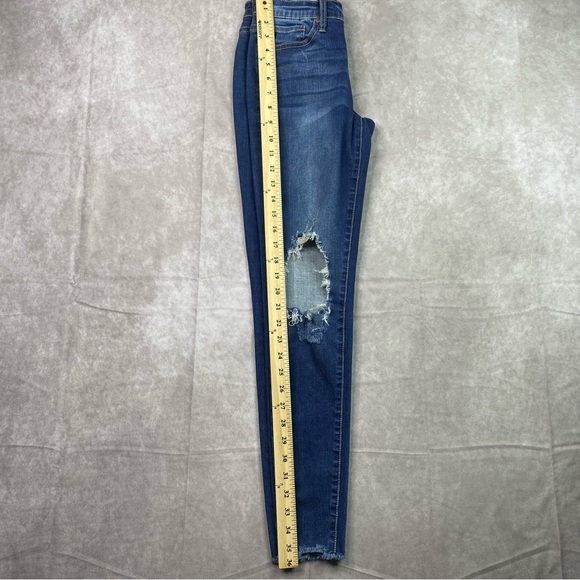 KanCan Womens Jeans Size 3 25 Dark Wash Mid Rise Distressed Denim Pants - Picture 14 of 16